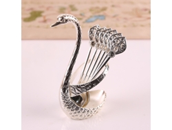 Soporte para tenedores de fruta (plateado), elegante y creativo, utensilios de cocina de metal.