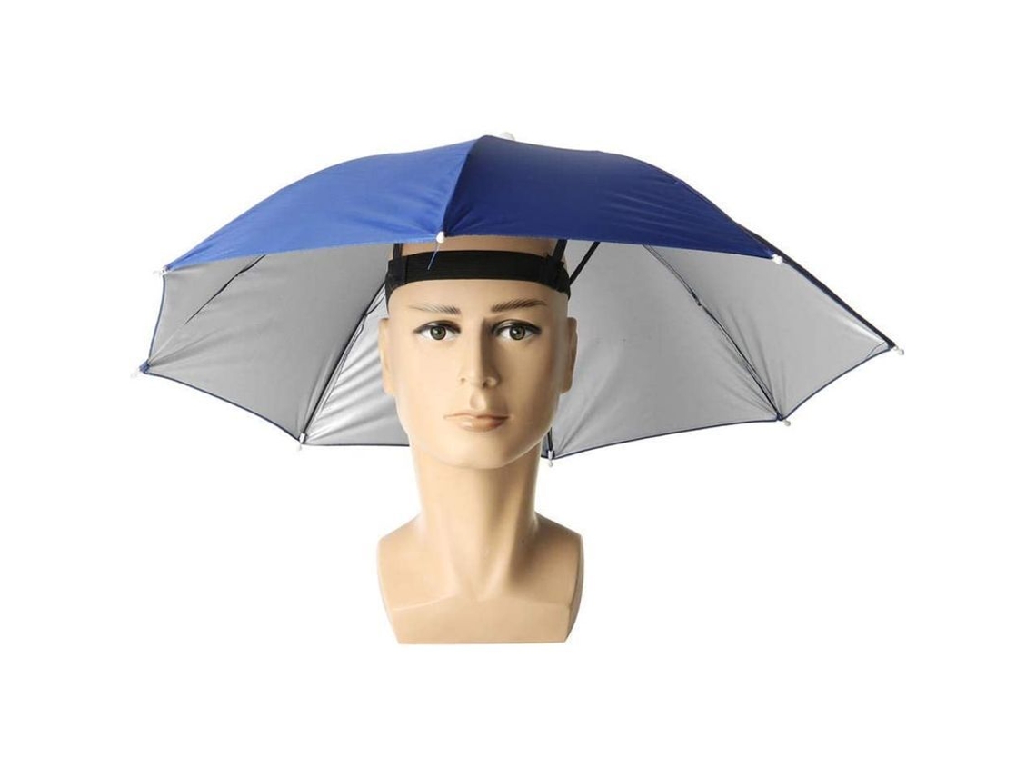 Sombrero Paraguas Para Adultos, 40 Cm De Diámetro, Protección Solar Y Contra La Lluvia, Azul Oscuro.