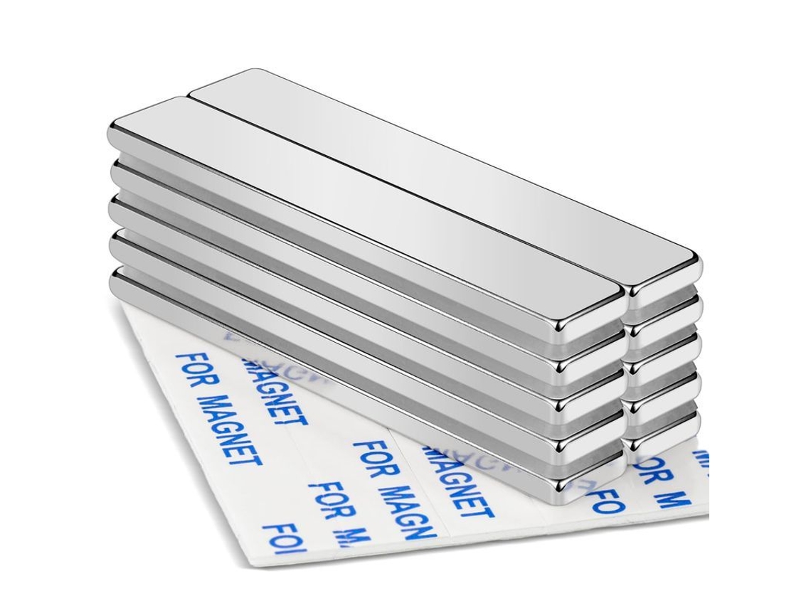 Imanes De Neodimio Fuertes Y Poco Comunes, Barras Con Doble Adhesivo, Ideales Para Almacenamiento, Garaje, Cocina, Taller, 60x10x3 Mm, 10 Unidades.