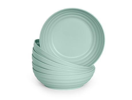 Juego de 6 Platos Hondos Clásicos Reutilizables de 19 Cm PLASTIC FORTE (Verde)