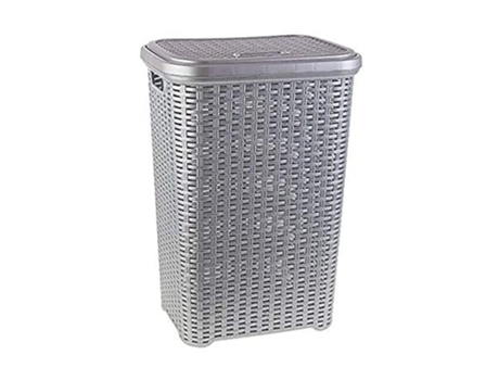 Cesta de ropa pongotodo con tapa 60 litros cesto Mimbre Rattan plata PLASTICFORTE