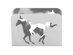 Porta Servilletas De Hierro Artístico Caballo Vertical Elegante Curvo Multifuncional Decoración De Mesa Plata