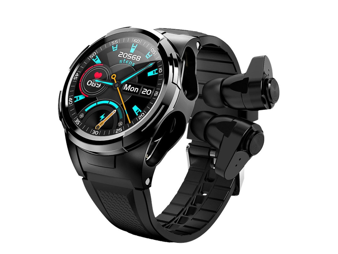 Reloj inteligente Reloj de círculo completo de 1,3 pulgadas Auriculares TWS Cámara de control remoto combinada Monitoreo de salud Modo multideporte (negro) VEANXIN