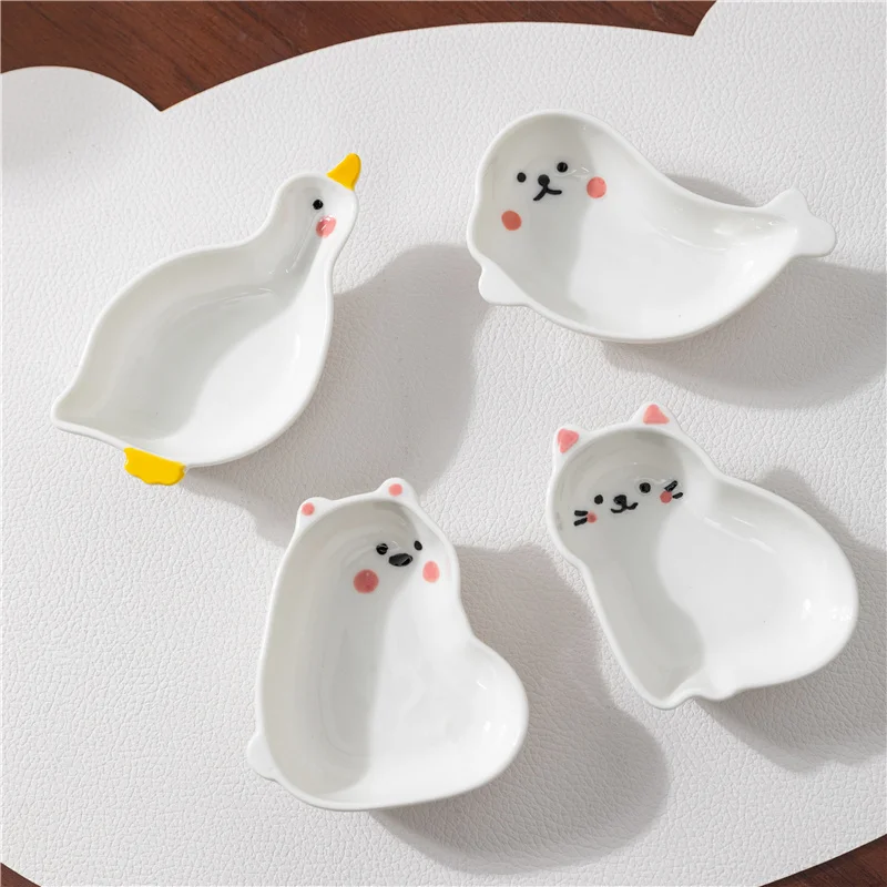 (juego De 4 Piezas, 10 Cm) Platos Pequeños De Cerámica Estilo Japonés, Platos De Cerámica Creativos Para El Hogar