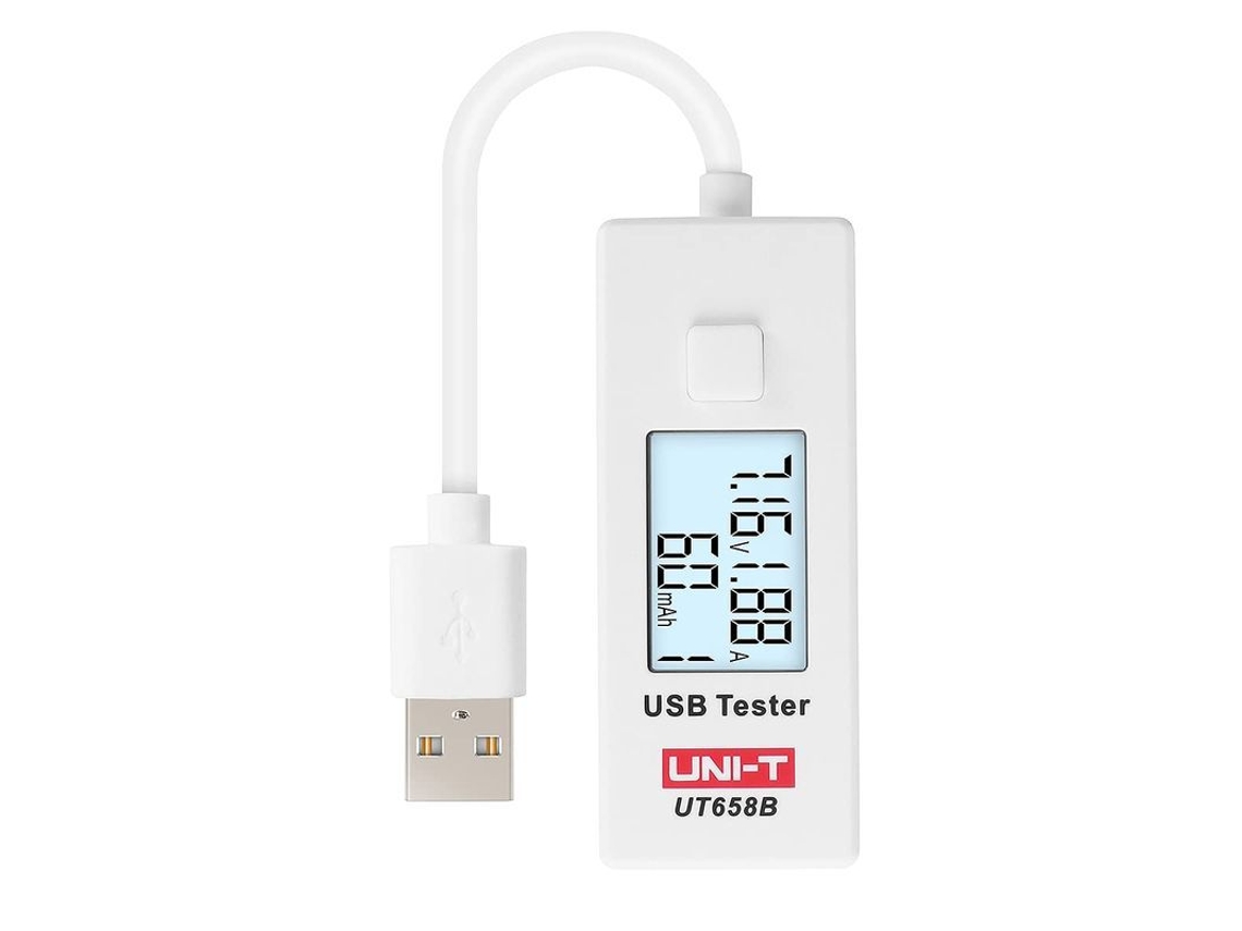 Probador Usb Uni-t Ut658, Medidor De Voltaje Y Corriente Cc De 5,1 A Y 30 V Con Cable De 100 Mm Para Cargadores Y Baterías Externas.