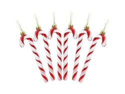 Juego De 6 Adornos Navideños De Caña De Azúcar Con Purpurina De 13 Cm (rojo Y Blanco)