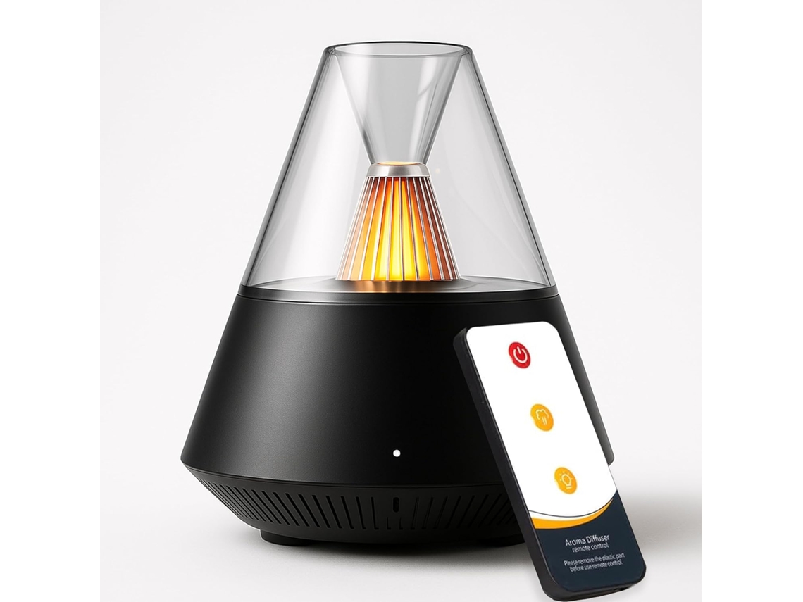 Difusor Negro Ultrasónico 16h C/ Mando Distancia Luces Led Silencioso Aromaterapia