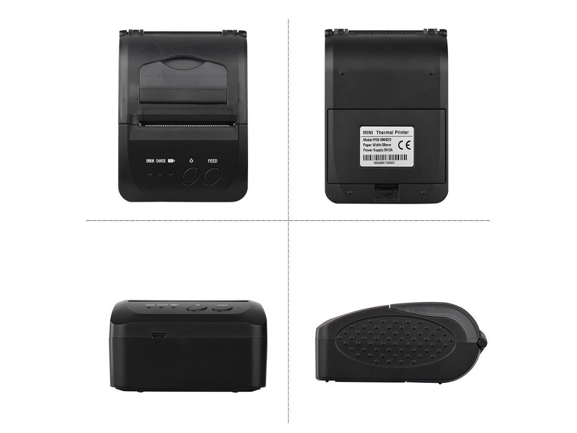 Impressora Térmica Portátil 5809dd Sem Fio Bt Usb Bateria 2000mah para Recibos Pos | S/MARCA