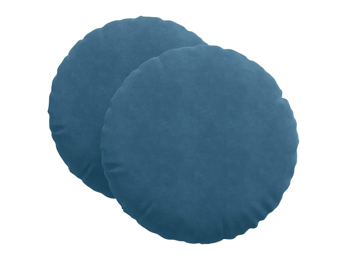 Cojines para asiento, 2 unidades, azul, Ø 40 x 13 cm, terciopelo HARLANV1