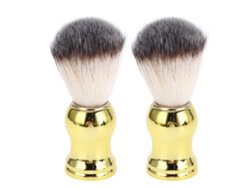 2 Brochas De Afeitar Sintéticas Para Crema De Afeitar, Fáciles De Limpiar, Con Mango Curvo Y Cerdas Finas.