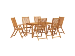 Juego de comedor de jardín vidaXL de 7 piezas en madera maciza de acacia