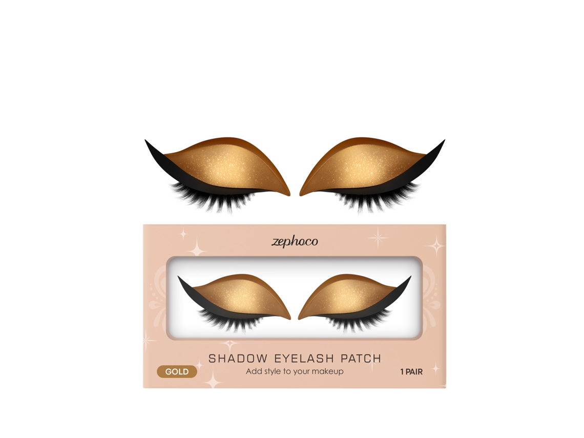 Adhesivos para pestañas con sombra de ojos dorada para maquillaje