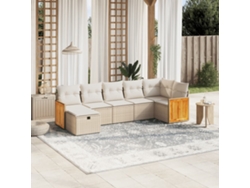 Conjunto de 7 sofás de jardín con cojines de mimbre beige de Dkd Home Decor
