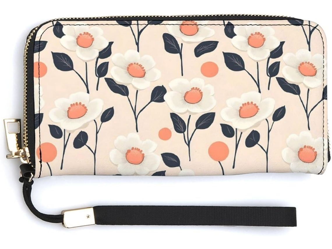 Cartera Cuero Con Cremallera Para Mujer Diseño Estampado