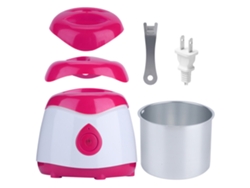 Aquecedor de cera elétrico portátil mini 2026 para depilação com grãos de cera, vermelho e rosa.