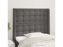 Cabecero Con Orejas Cuero Sintético Gris 83x16x118/128cm