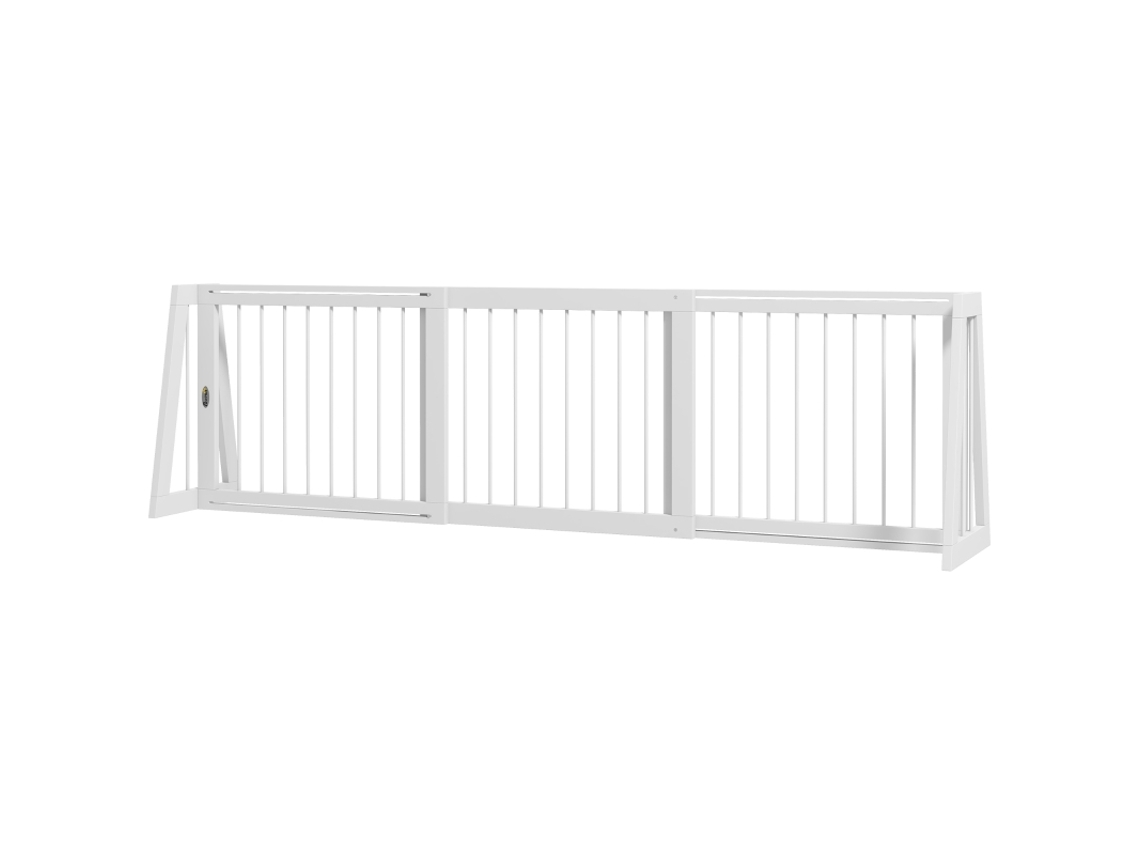 Puerta Para Perros Antideslizante E Independiente, De Madera Blanca.
