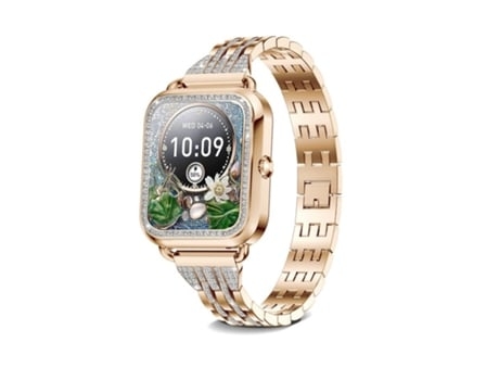 Smartwatch 1 57 Pulgadas Podómetro Reloj Mujer HD Pantalla Táctil Completa Android/Ios Oro AUJEZON