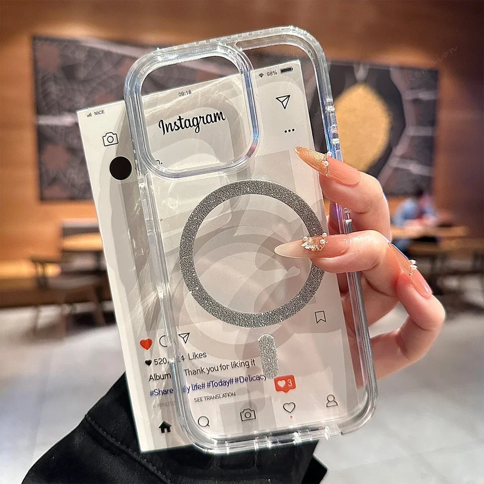 (iphone 13 Pro Plata) Funda Magnética Para Teléfono, Funda Protectora, Funda A Prueba De Golpes