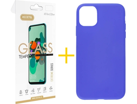 Kit Carcasa y Protector iPhone 12 Pro Max Skyhe Silicone Azul