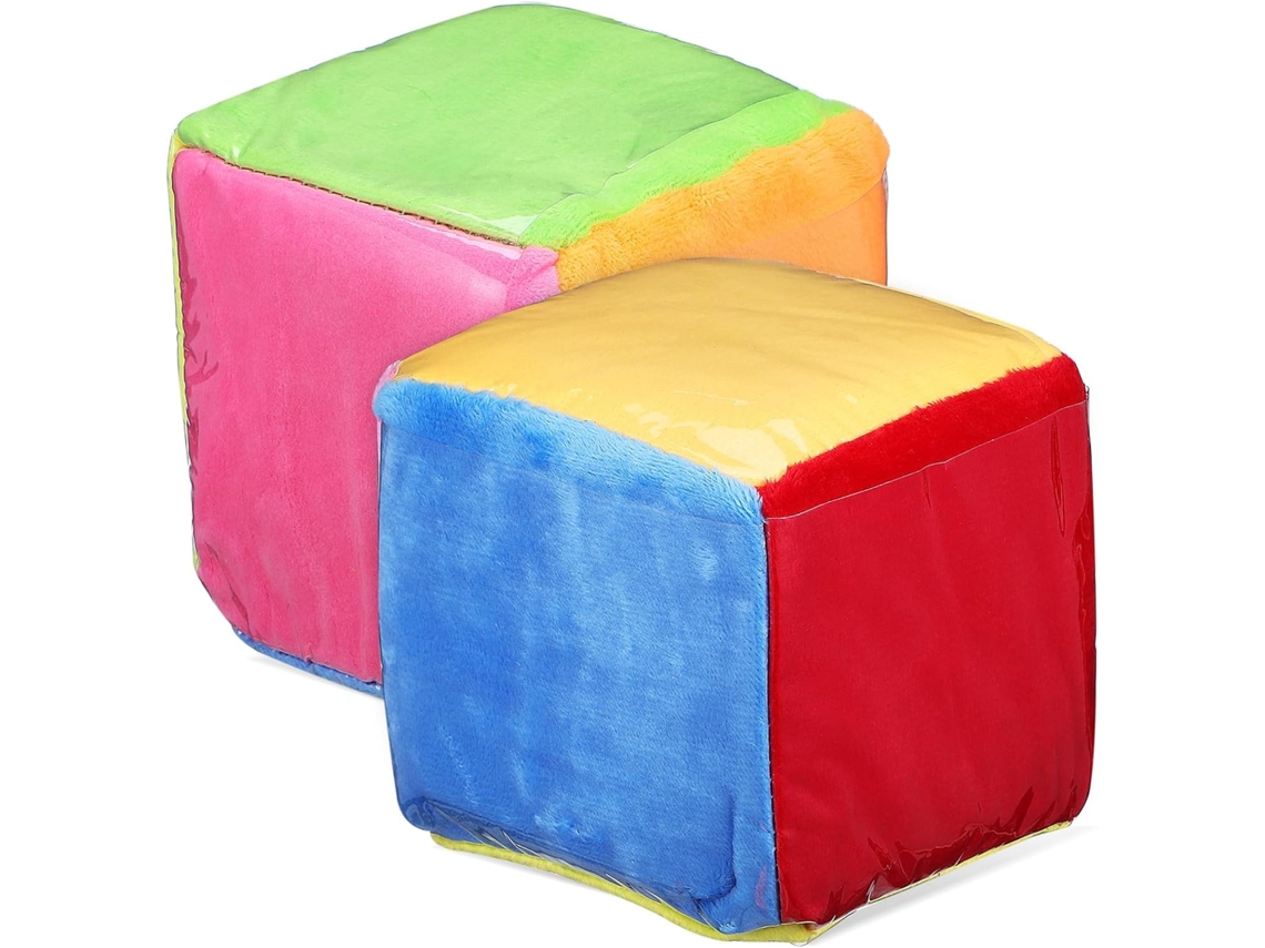 Juego de 4 cubos de peluche para jugar y aprender.