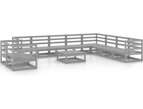Conjunto 11 Muebles de jardín VIDAXL gris madera de pino maciza