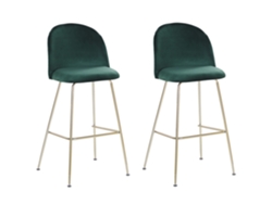 Conjunto de 2 cadeiras de bar BELIANI Arcola de Veludo Verde 52x54x114