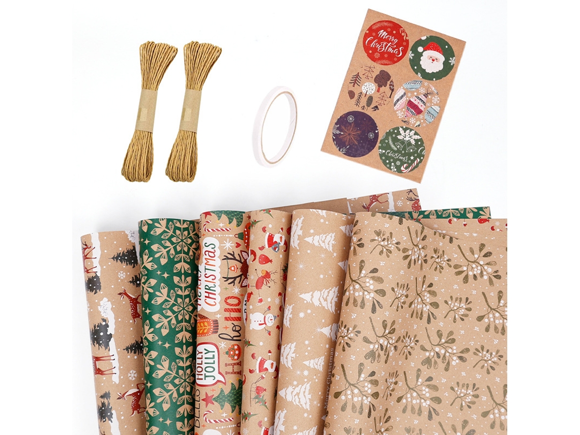 Juego de 6 hojas de papel de regalo navideño Eifson para Navidad, ideal para las fiestas de invierno, 70 x 50 cm (07)