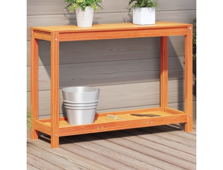 Mesa de plantación y estante VIDAXL madera maciza marrón