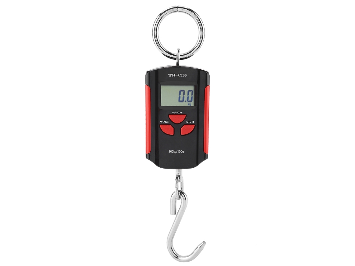 Báscula electrónica portátil de cadena de 200 kg (sin batería, color rojo)