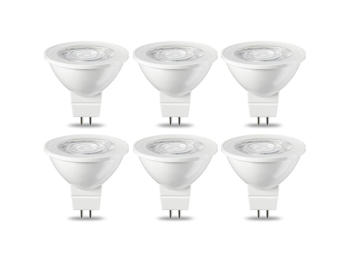 6 Bombillas Led Gu5.3 Mr16 De 5 W, Luz Blanca Cálida, No Regulables, 220 V, Clase Energética G