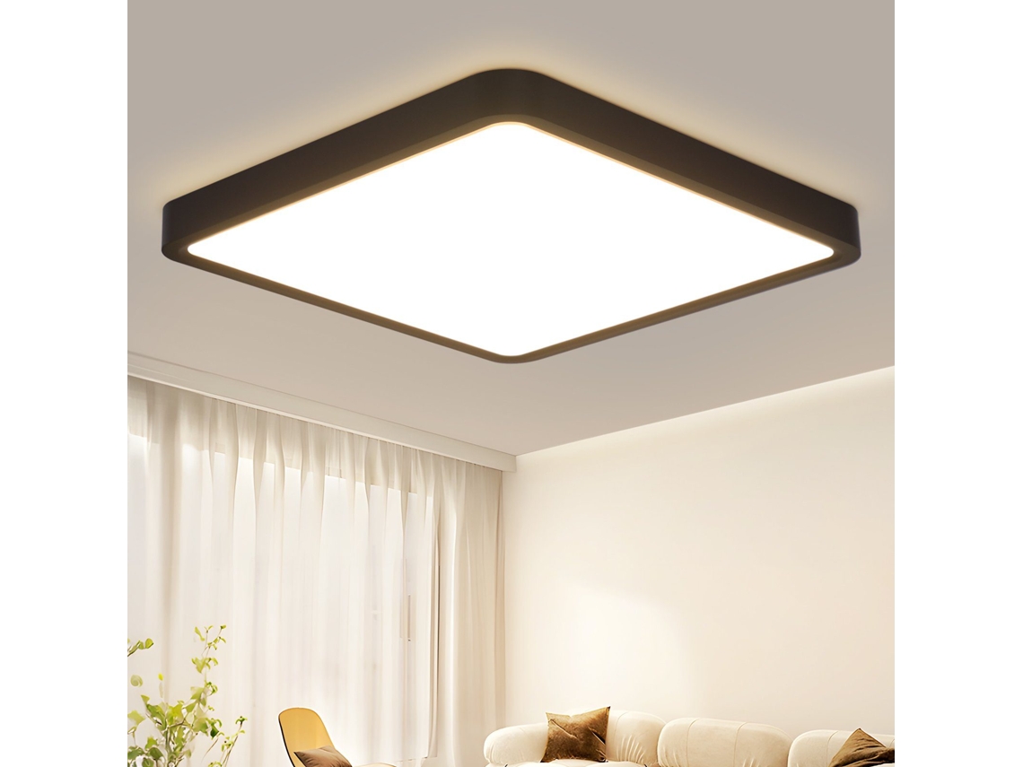 Zmh Plafón Led Para Baño - 23 W, Negro Puro, 23 Cm, Blanco Cálido, Ip44, Para Dormitorio