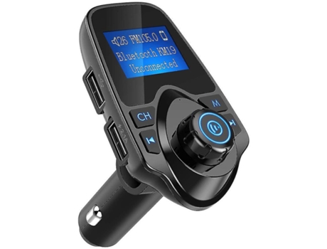 Transmisor FM multifuncional con llamadas manos libres y calidad de sonido clara (negro) BISBISOUS