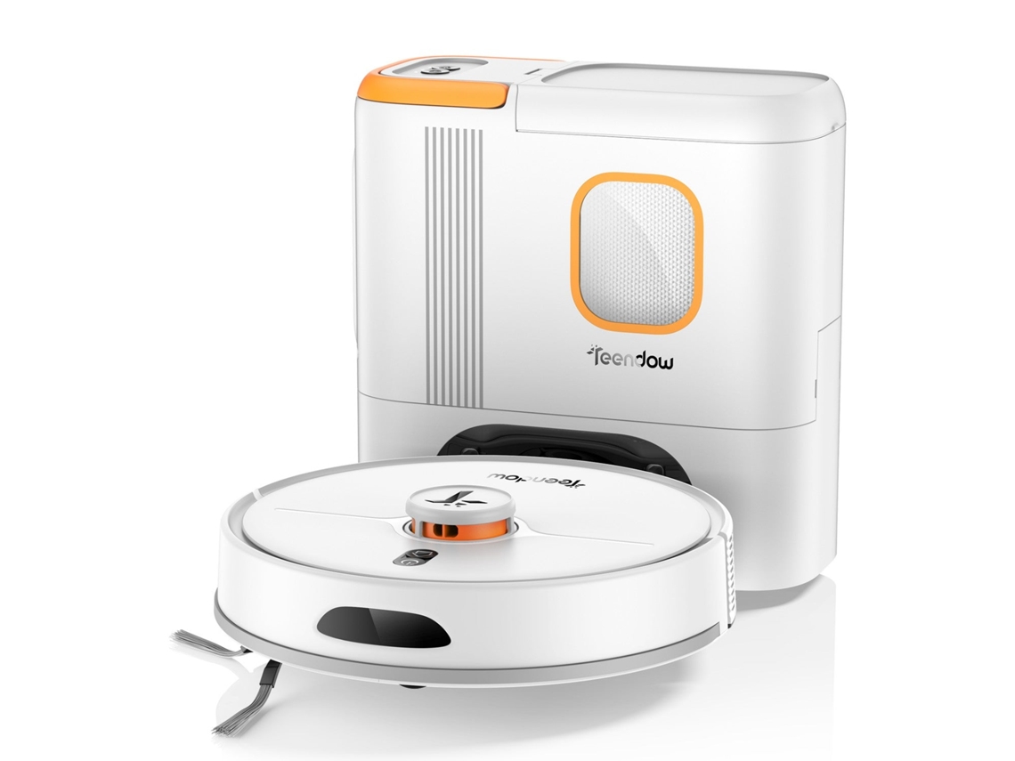 Aspiradora robótica Teendow D20s Max, potencia 6000pa, 5000mah, 70db, 250ml, autonomía 180min, color blanco