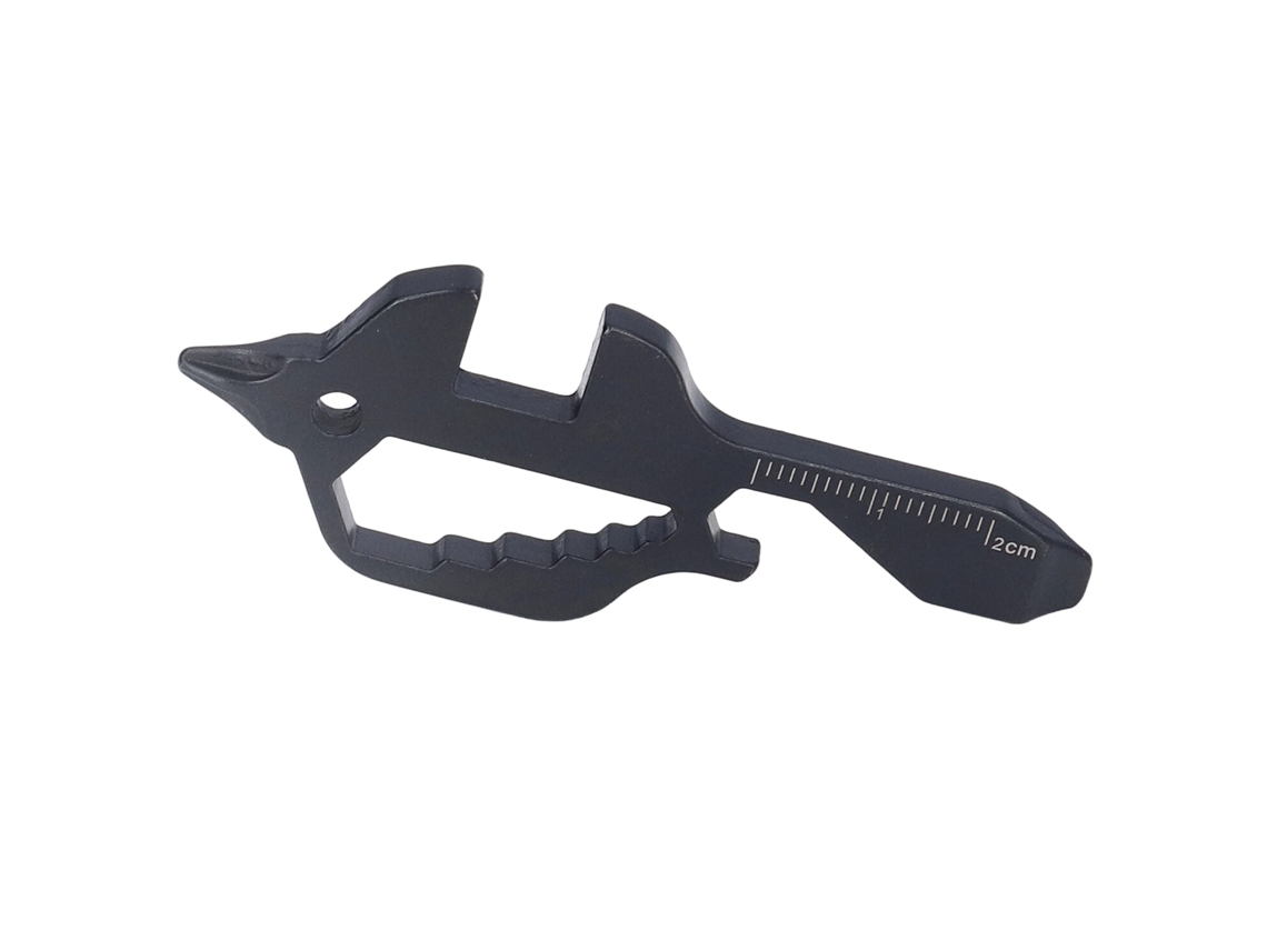 Herramienta Multiusos De Acero Inoxidable En Forma De Pez Para Bolsillo Con Llavero, Abridores De Botellas, Llave Y Regla Negro