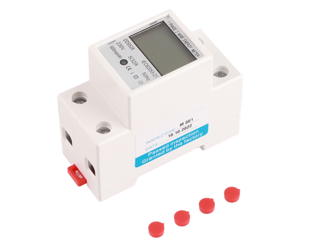Contador De Energía Monofásico Digital Kwh Lcd 5-32a 230v 50hz Din Rail Dds528