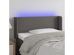 Cabecero Con Led Cuero Sintético Gris 83x16x78/88 Cm