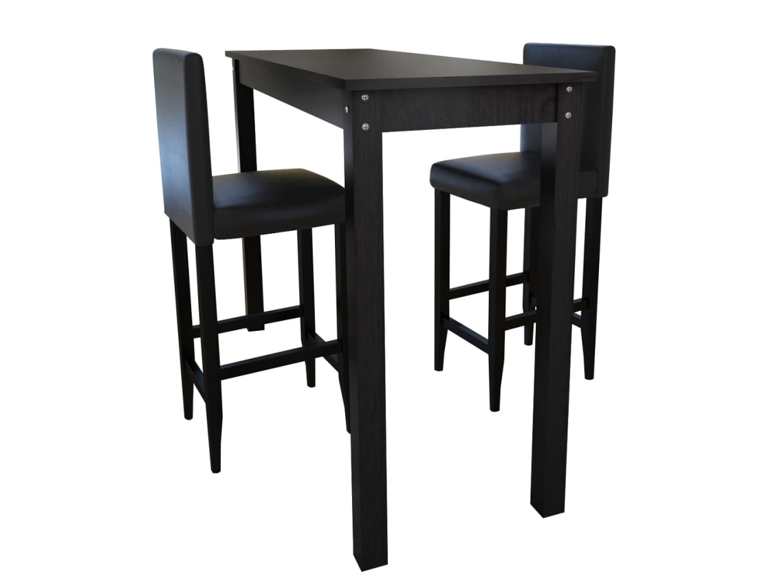 Mesa De Bar Con 2 Sillas De Barra Negras