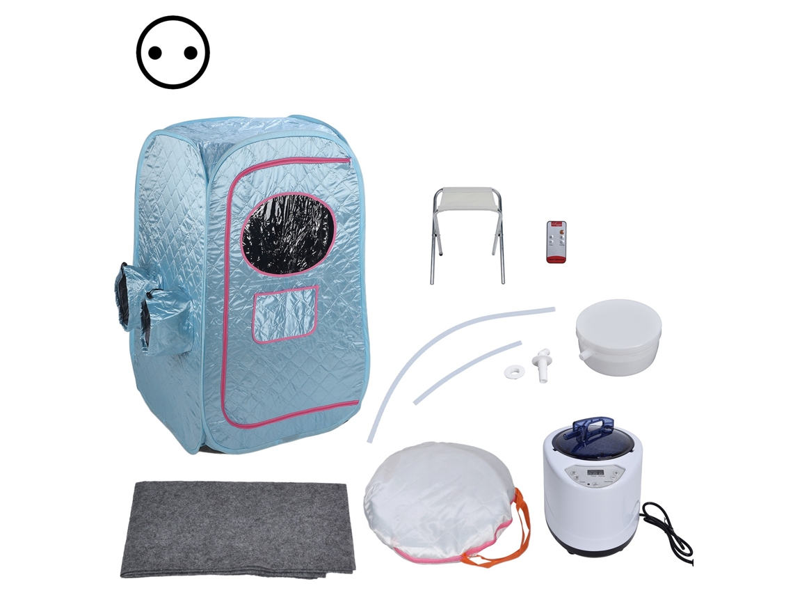 Kit de sauna de vapor portátil de 1000 W con 9 niveles y enchufe - Azul
