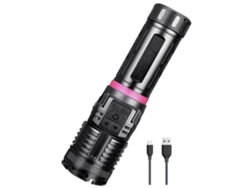 Linterna LED superbrillante Yunzii con luz lateral, COB, 11 modos de zoom, resistente al agua, negra
