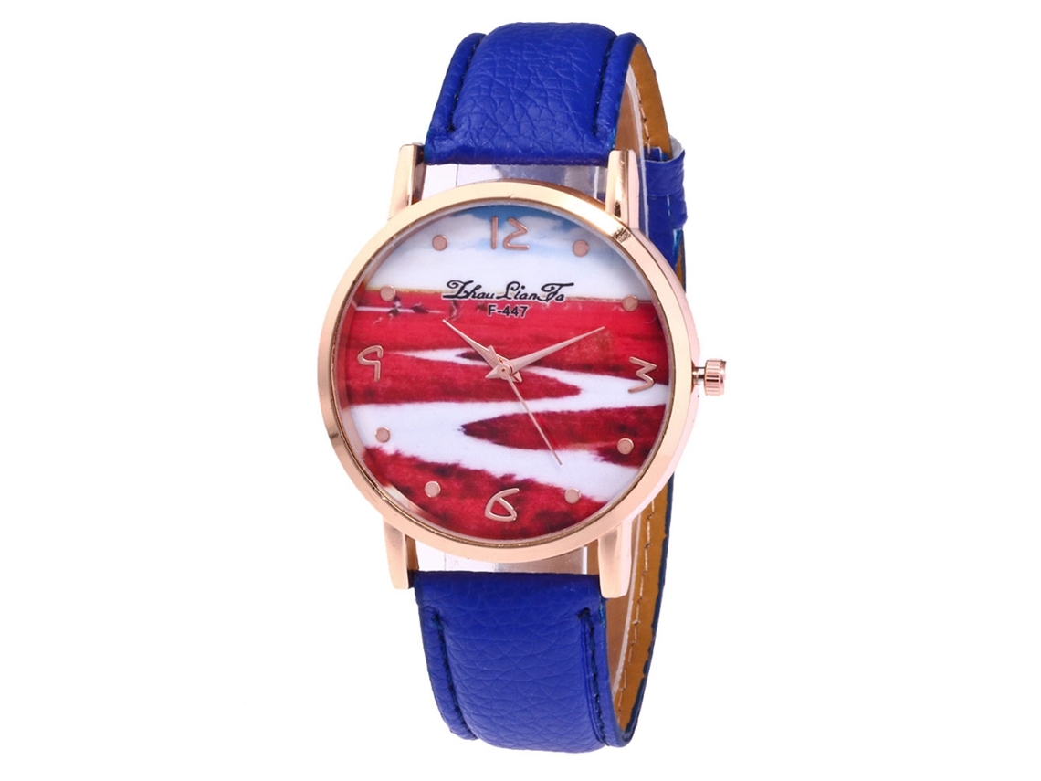 Reloj De Pulsera Moderno Para Estudiantes Con Correa De Pu Y Esfera Redonda (azul)