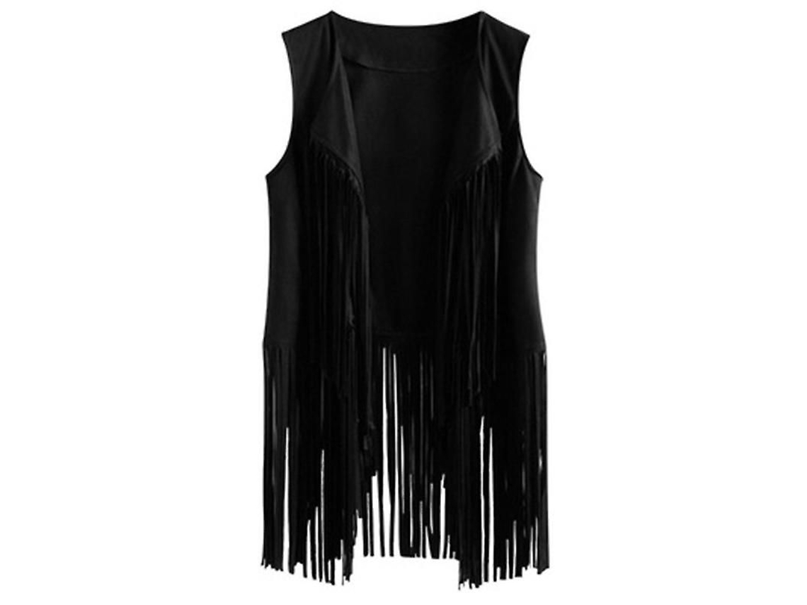 2026-chaleco Sin Mangas Hippie 70s De Gamuza Falsa Con Flecos Frontal Abierto Para Mujer