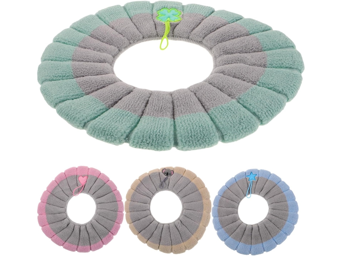 Juego De 4 Piezas De Fundas De Asiento De Inodoro De Punto, Cojines Cálidos Y Lavables.