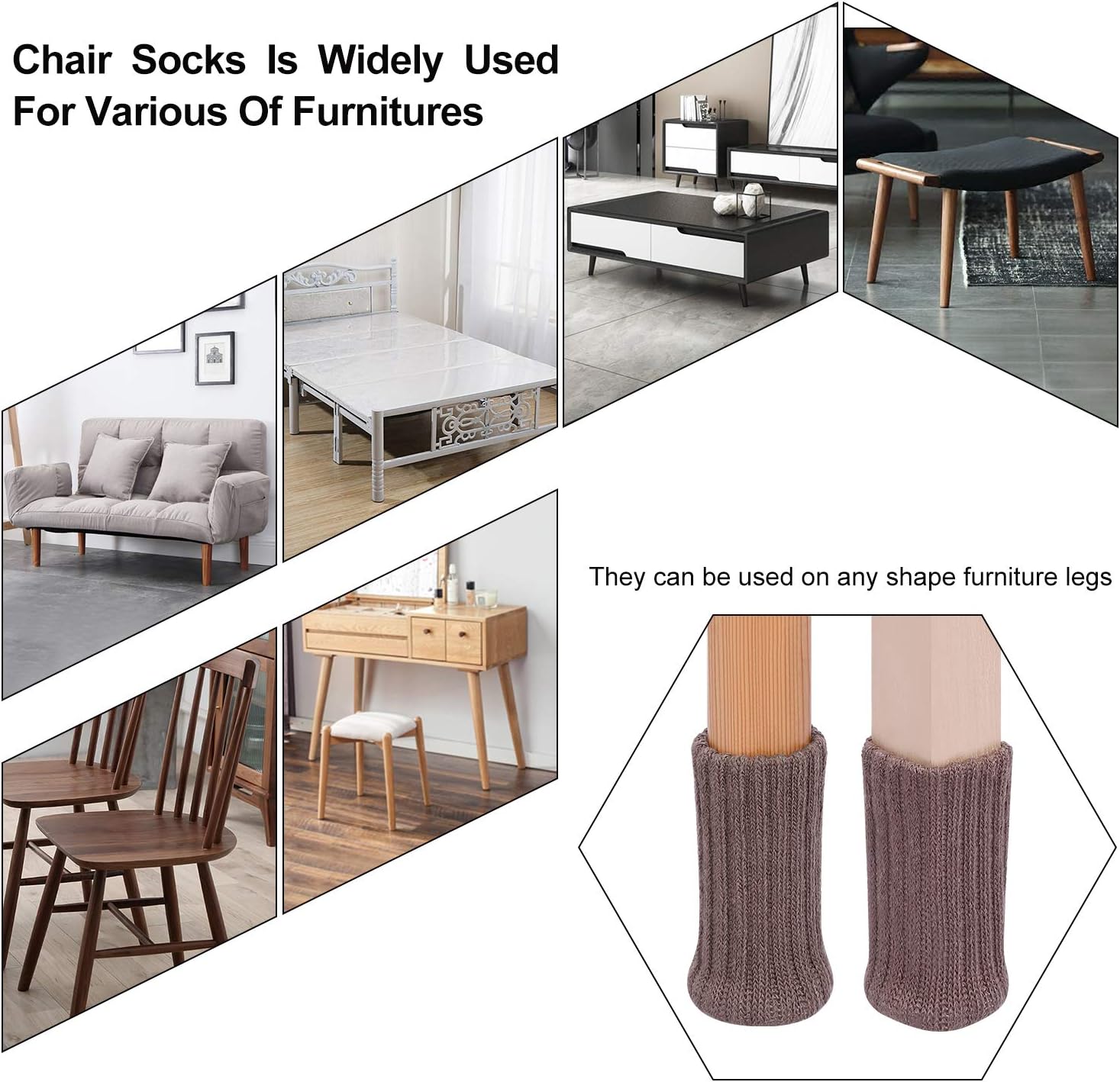  Calcetines de punto para patas de silla, calcetines de alta  elasticidad para patas de silla, calcetines de muebles para patas de  muebles, calcetines de silla para almohadillas de muebles, rojo ladrillo