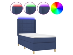 Maison Exclusive - Cama Box Spring Colchón Y Luces Led Tela Azul 100x200 Cm