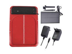 JILLIOPER Puerta Automática para Gallinero Solar, con Sensor de Luz, Energía Solar y Batería, Puerta para Gallinero Automática (Roja)