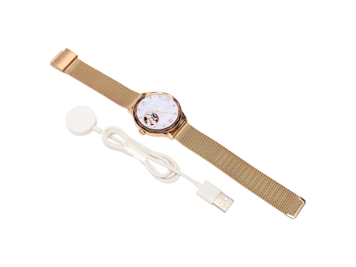 Reloj Inteligente Deportivo Bluetooth Para Mujeres Al Aire Libre De 1.3 Pulgadas Con Correa De Acero Rosa