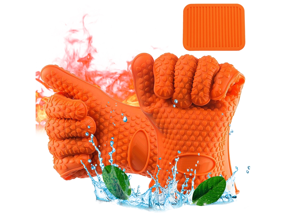 Guantes térmicos de silicona JEIIBRZUI con almohadilla naranja