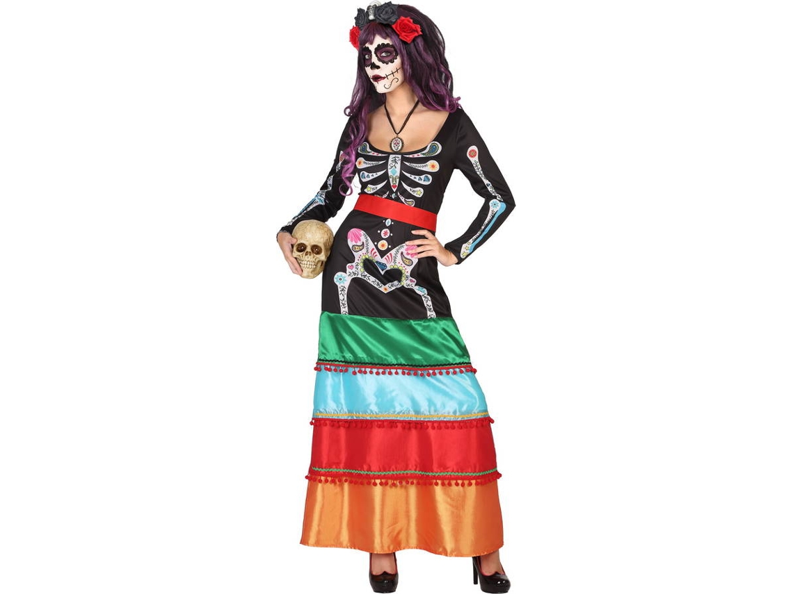 Disfraz de Mujer DISFRAZZES Catrina Multicolor (Talla: S)