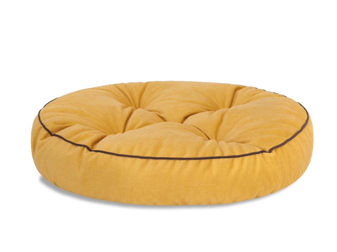 Cojín redondo acolchado para suelo, cojín para silla y asiento, cojín de meditación, diámetro 57 cm - Amarillo SALES CORE